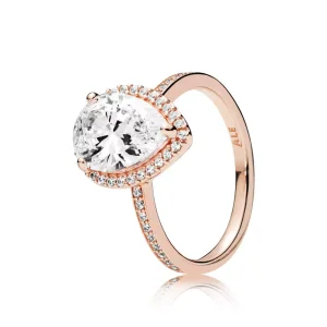 (bild till) Pandora Ring Strålande Tår 14 Karat Roséguld - 186251Cz