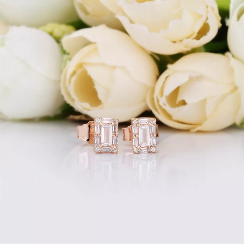 (bild till) Pandora Stiftörhängen Lysande Ice Stud 14 Karat Roséguld - 287567Cz - View 2