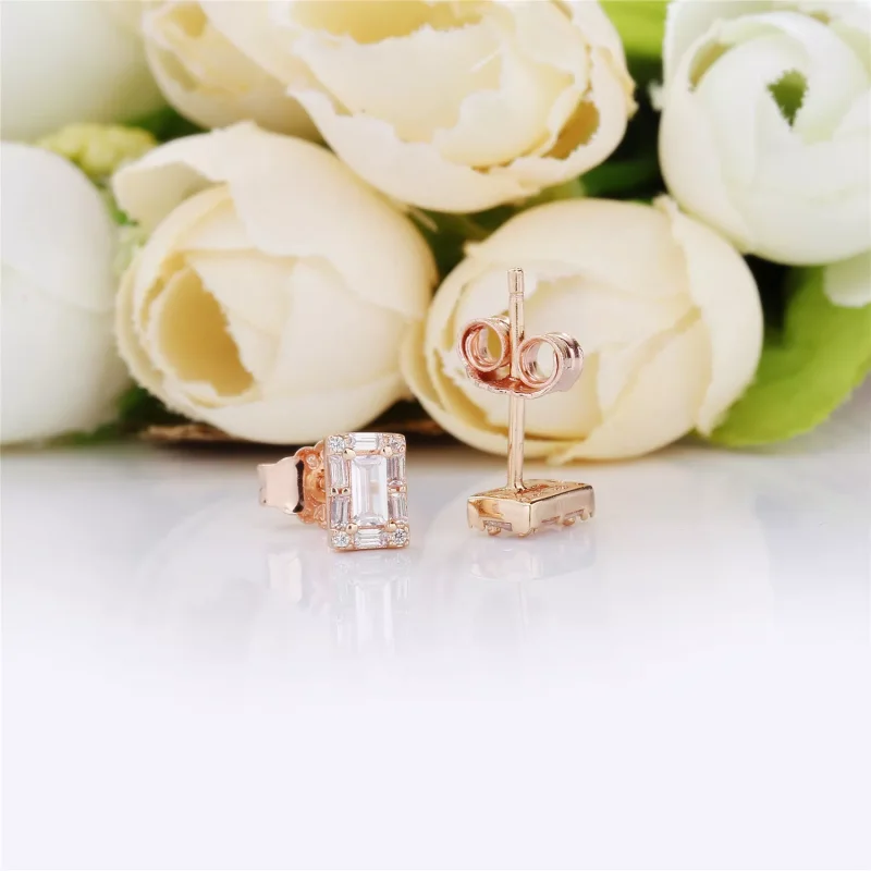 (bild till) Pandora Stiftörhängen Lysande Ice Stud 14 Karat Roséguld - 287567Cz - View 3