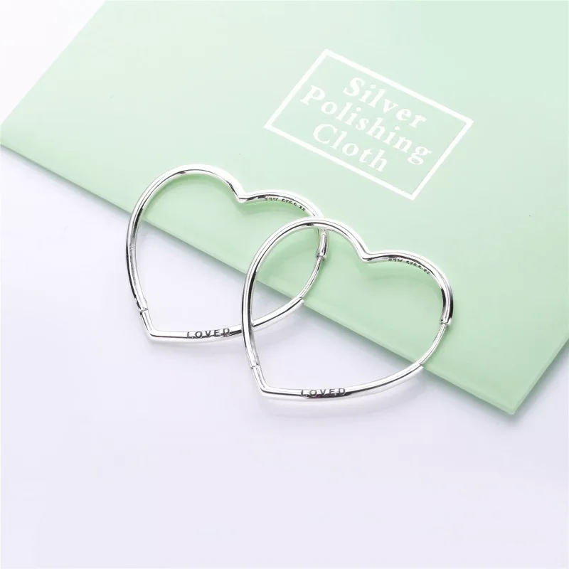 (bild till) PANDORA Asymmetric Hearts of Love Hoop Earrings Small Creoler 29 - View 2