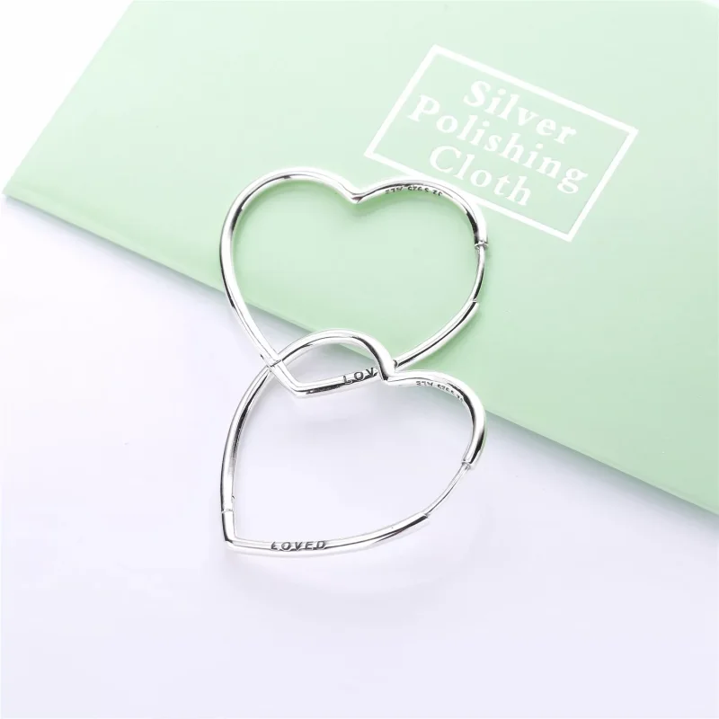 (bild till) PANDORA Asymmetric Hearts of Love Hoop Earrings Small Creoler 29 - View 3