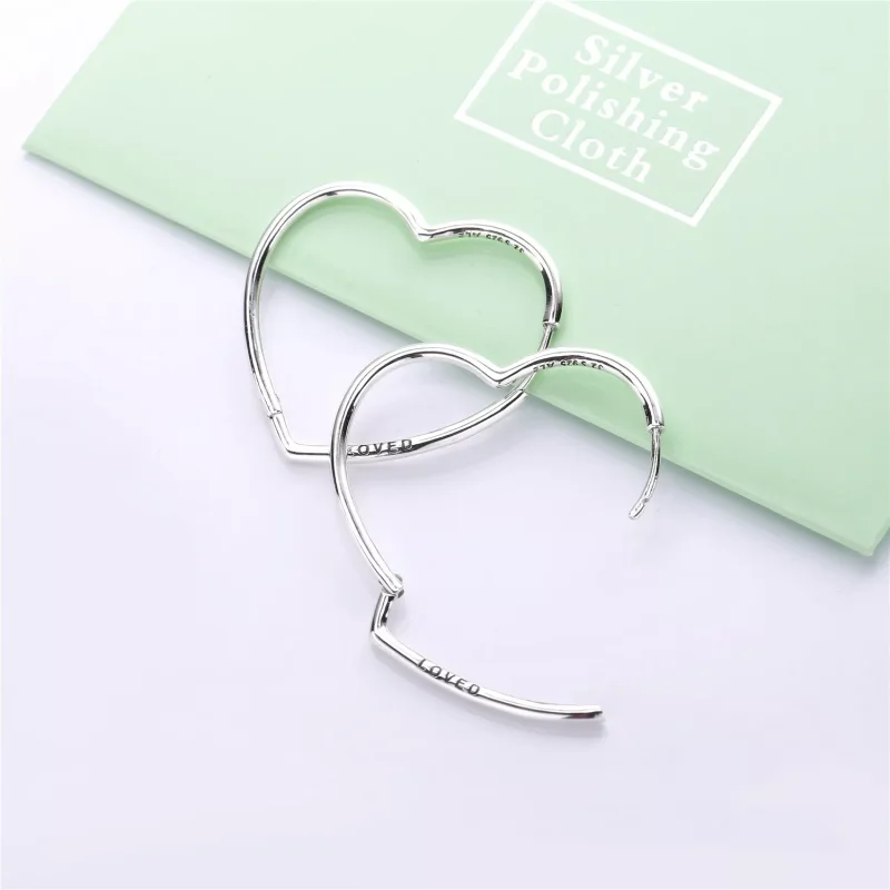 (bild till) PANDORA Asymmetric Hearts of Love Hoop Earrings Small Creoler 29 - View 4
