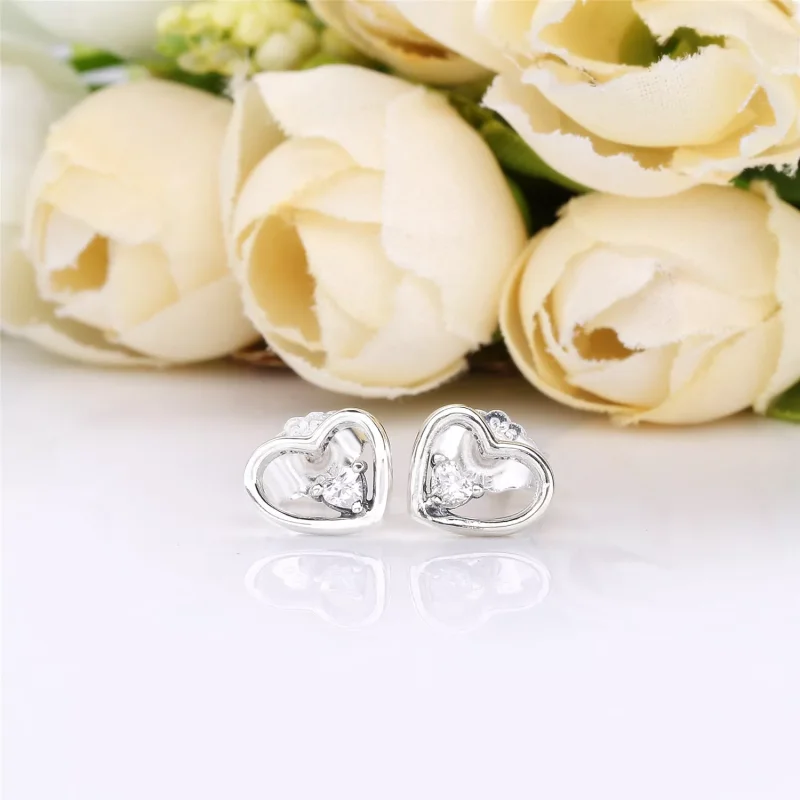(bild till) PANDORA Asymmetric Hearts of Love Stiftörhängen 297813CZ - View 2