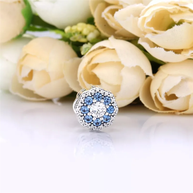 (bild till) PANDORA Blå Sparkle Flower Berlock 797851NMB - View 2