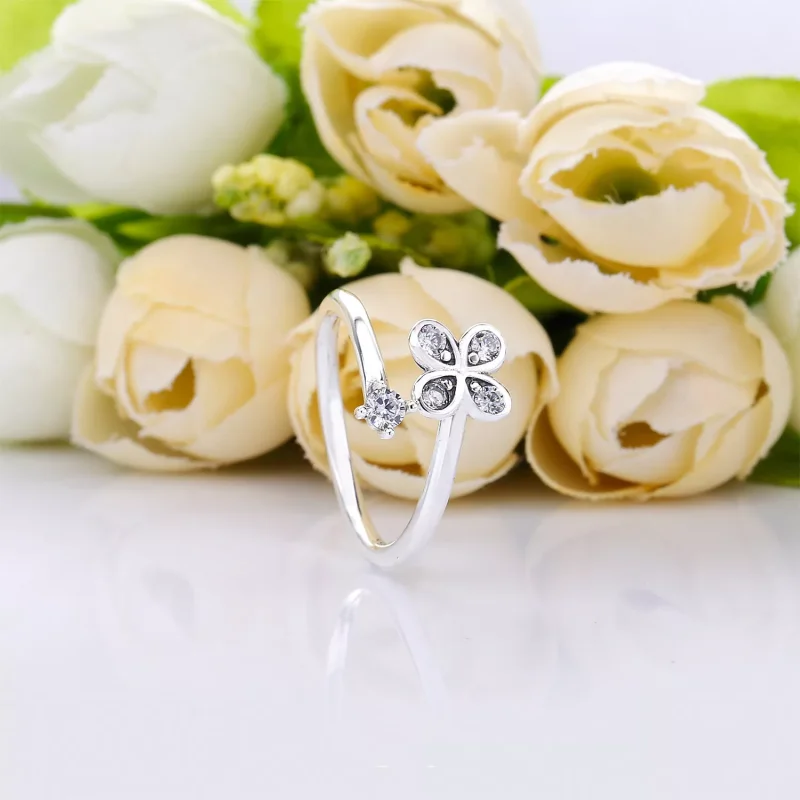 (bild till) PANDORA Four-Petal Flower Ring 197988CZ - View 2