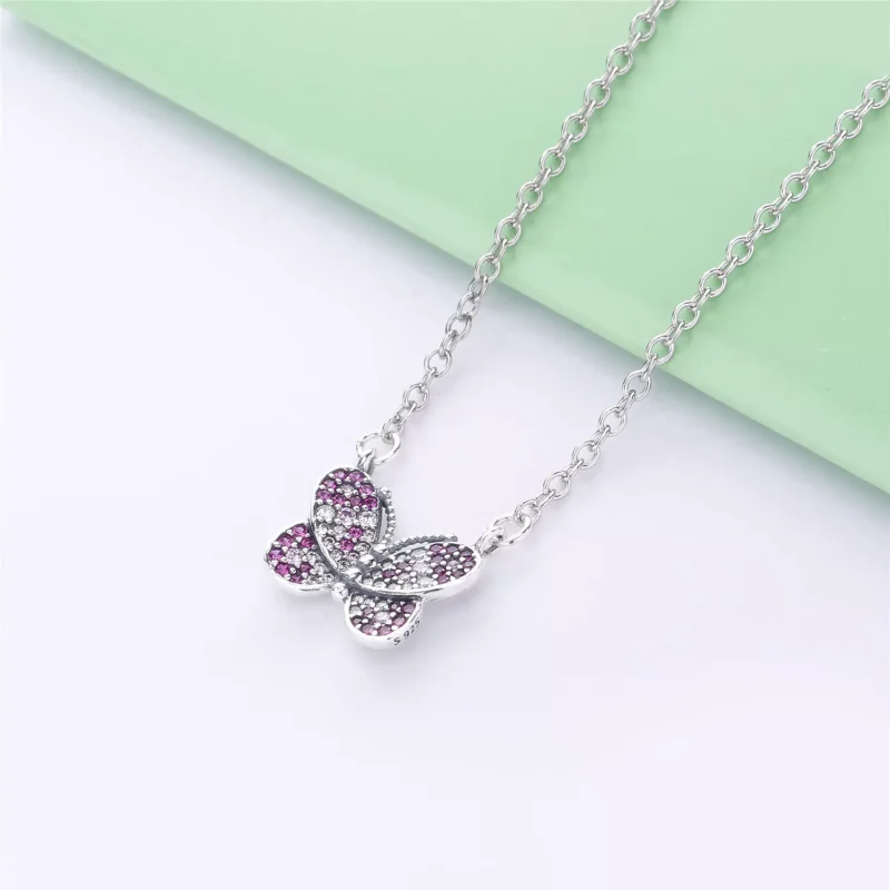 (bild till) Pandora Halsband Bländande Rosa Fjäril - 397931Nccmx-50 - View 2