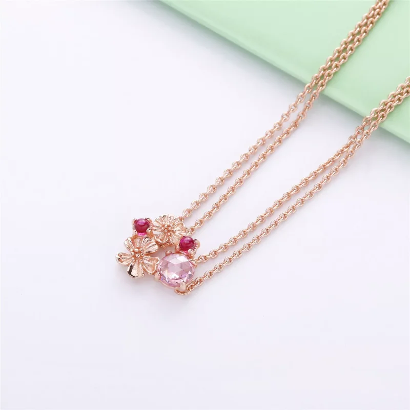 (bild till) Pandora Halsband Persikoblomma Blomma 14 Karat Roséguld - 388101Ncc - View 2