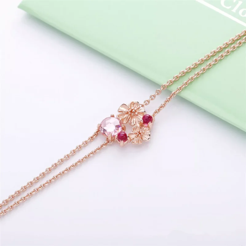 (bild till) Pandora Halsband Persikoblomma Blomma 14 Karat Roséguld - 388101Ncc - View 3
