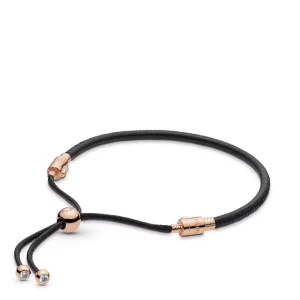 (bild till) PANDORA Moments Sliding Läderarmband, Black 588059CBK