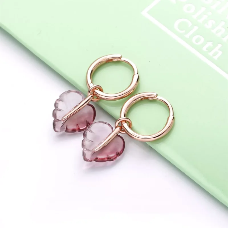 (bild till) Pandora Creoler Rosa Murano -Glasblad 14 Karat Roséguld - 288317Pmu - View 3