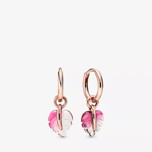 (bild till) Pandora Creoler Rosa Murano -Glasblad 14 Karat Roséguld - 288317Pmu