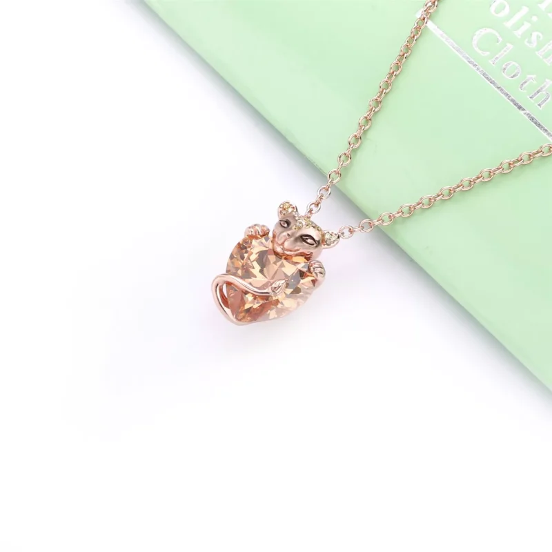 (bild till) Pandora Halsband Mousserande Lejoninnahjärta 14 Karat Roséguld - 388068Czm - View 2