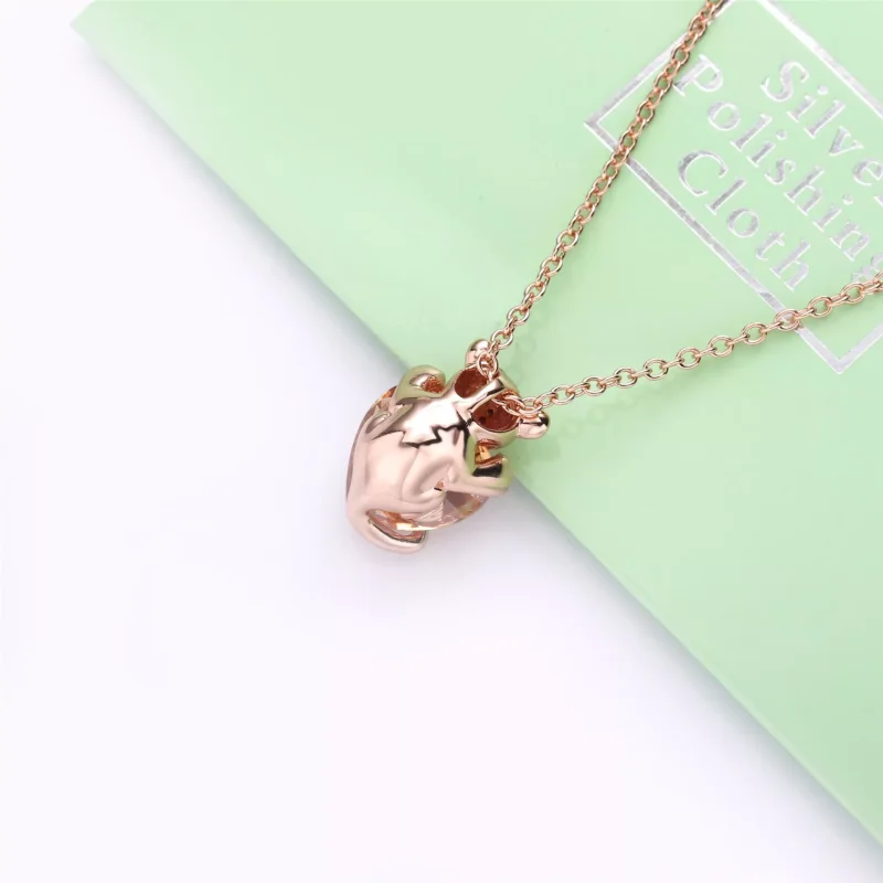 (bild till) Pandora Halsband Mousserande Lejoninnahjärta 14 Karat Roséguld - 388068Czm - View 3