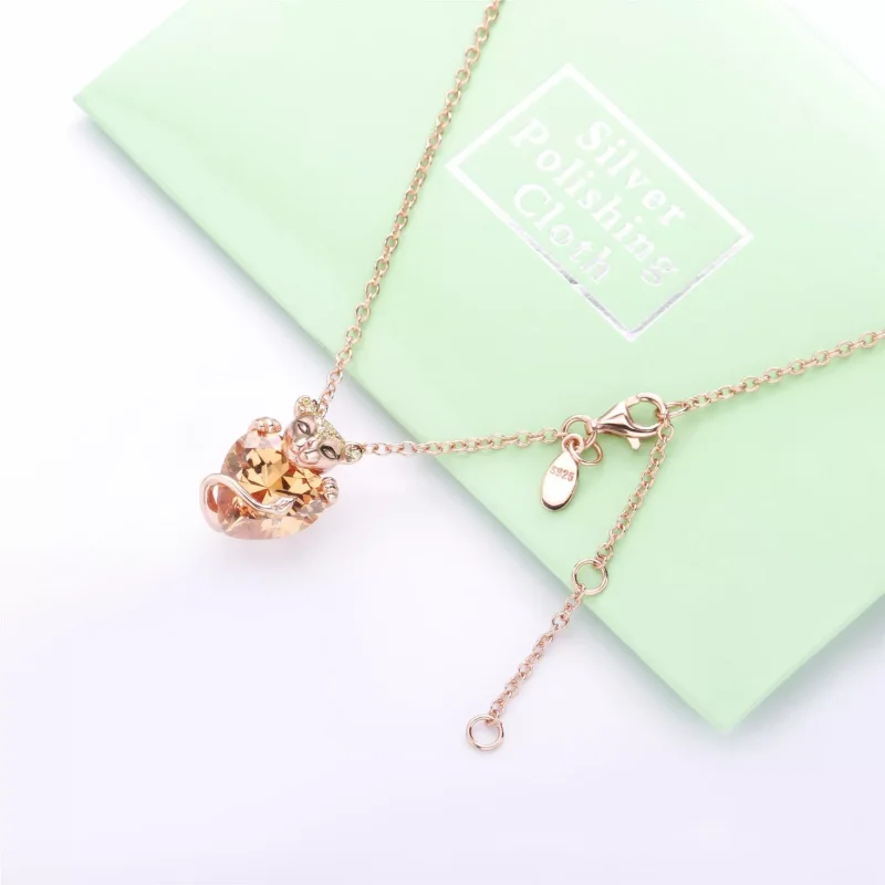 (bild till) Pandora Halsband Mousserande Lejoninnahjärta 14 Karat Roséguld - 388068Czm - View 4
