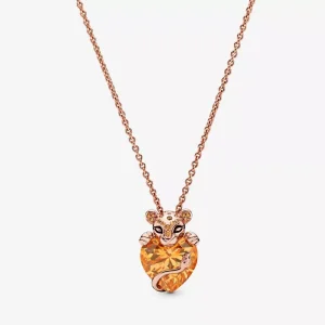 (bild till) Pandora Halsband Mousserande Lejoninnahjärta 14 Karat Roséguld - 388068Czm