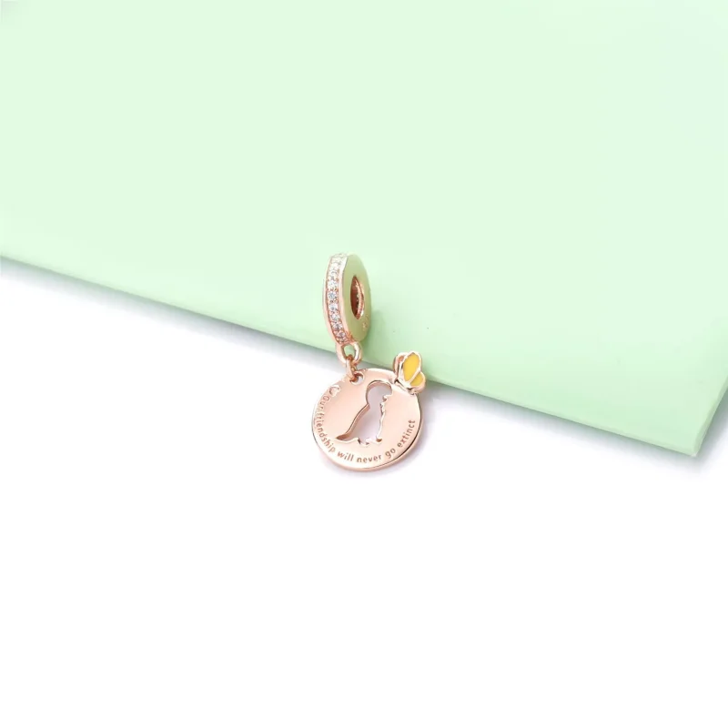 (bild till) Pandora Hängberlock Dinosaurie & Fjäril Vänskap 14 Karat Roséguld - 788180Cz - View 2