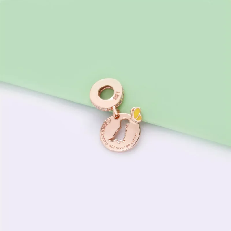 (bild till) Pandora Hängberlock Dinosaurie & Fjäril Vänskap 14 Karat Roséguld - 788180Cz - View 3