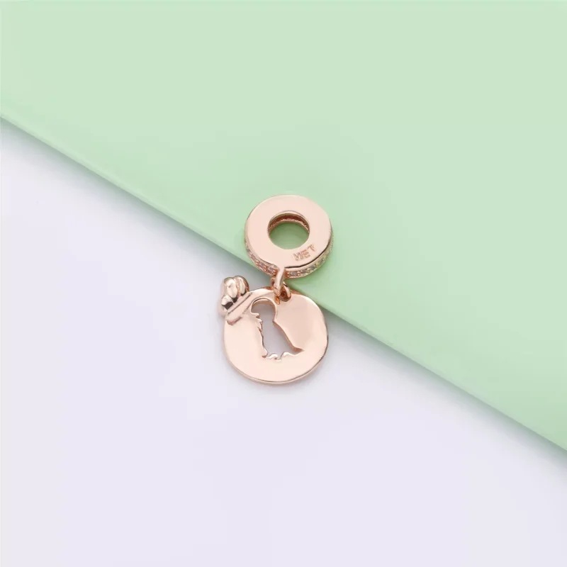 (bild till) Pandora Hängberlock Dinosaurie & Fjäril Vänskap 14 Karat Roséguld - 788180Cz - View 4