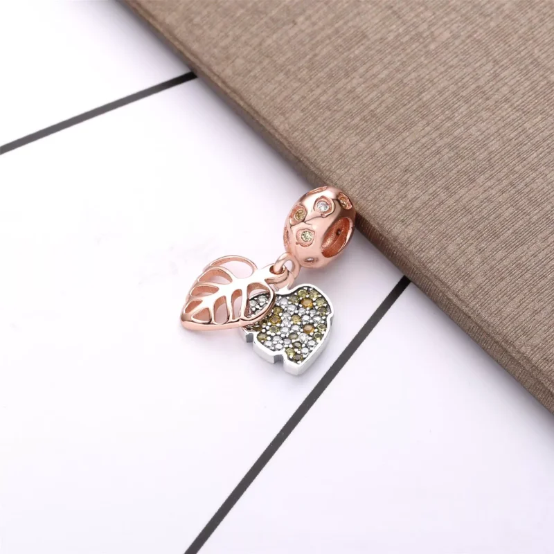 (bild till) Pandora Hängberlock Mousserande Löv 14 Karat Roséguld - 788247Cz - View 2