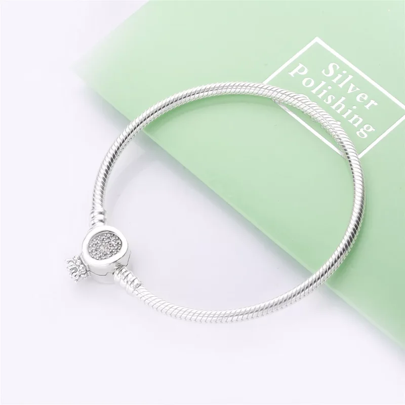 (bild till) Pandora Moments Crown O & Snake Chain Armband - 598286Cz - View 2