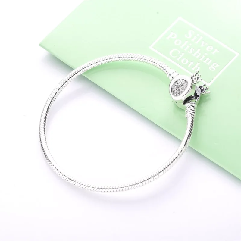 (bild till) Pandora Moments Crown O & Snake Chain Armband - 598286Cz - View 3