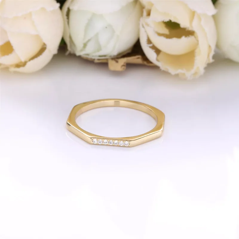 (bild till) Pandora Ring Mångfasetterad 14 Karats Guldpläterad - 168343Cz - View 3
