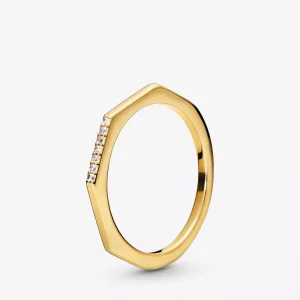 (bild till) Pandora Ring Mångfasetterad 14 Karats Guldpläterad - 168343Cz