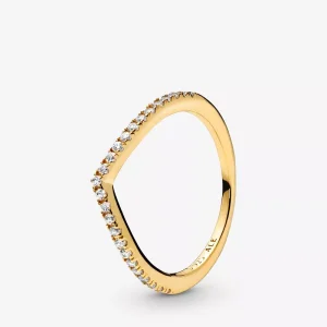 Pandora Ring Mousserande Wishbone 14 Karats Guldpläterad - 166316Cz (bild till) Pandora Ring Mousserande Wishbone 14 Karats Guldpläterad - 166316Cz