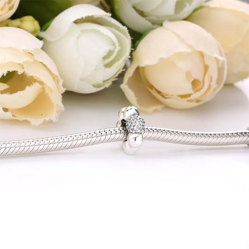 (bild till) Polished & Pavé Bead Mellanled - 798310Cz - View 2