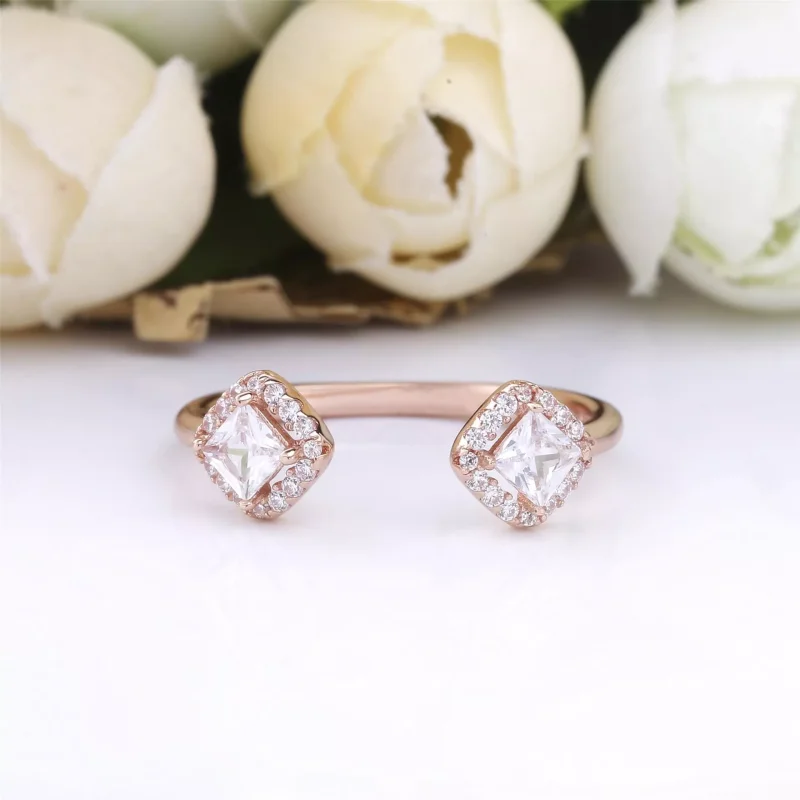 (bild till) Pandora Ring Fyrkantig Gnista 14 Karat Roséguld - 188506C01 - View 2