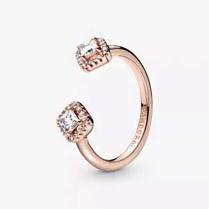 (bild till) Pandora Ring Fyrkantig Gnista 14 Karat Roséguld - 188506C01