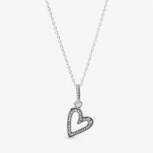 (bild till) Glittrande Freehand Hjärta Hängsmycke Halsband