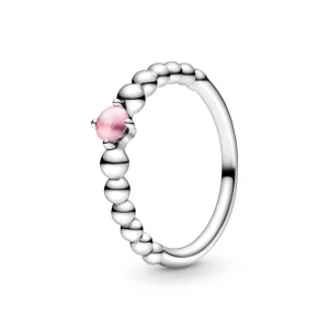 (bild till) Oktober Födelsesten Blomsterrosa Pärlad Ring