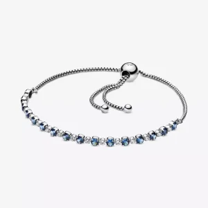 (bild till) Pandora Armband Skjutreglage För Blått Och Klart Gnistor - 598517C01