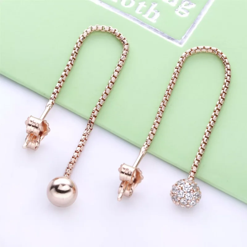 (bild till) Pandora Örhängen Polerad & Pavé 14 Karat Roséguld - 288325Cz - View 2