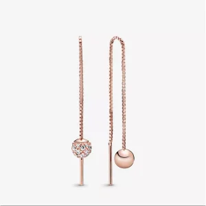 (bild till) Pandora Örhängen Polerad & Pavé 14 Karat Roséguld - 288325Cz