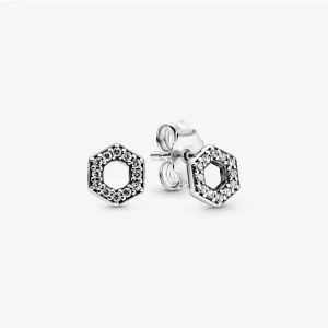 (bild till) Pandora Stiftörhängen Mousserande Honeycomb Hexagon - 298800C01