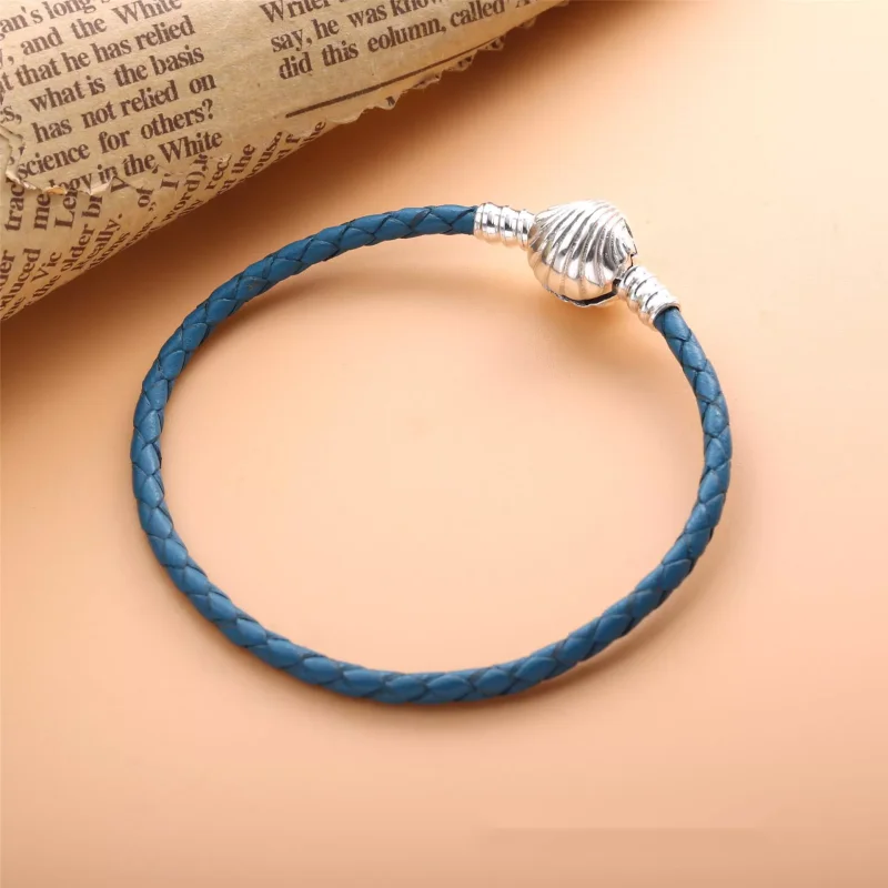 (bild till) Flätat Turkost Läderarmband Med Snäcklås - View 3
