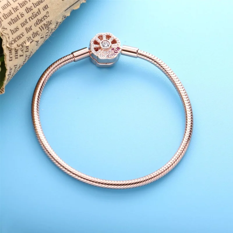 (bild till) Pandora Armband Pink Fan Clasp Ormkedja 14 Karat Roséguld - 588145C01 - View 2