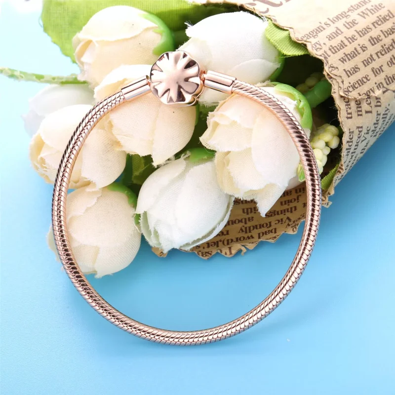(bild till) Pandora Armband Pink Fan Clasp Ormkedja 14 Karat Roséguld - 588145C01 - View 4