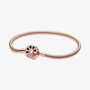(bild till) Pandora Armband Pink Fan Clasp Ormkedja 14 Karat Roséguld - 588145C01