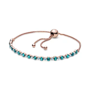 (bild till) Pandora Armband Turkos Mousserande Slider Tennis 14 Karat Roséguld - 588961C01