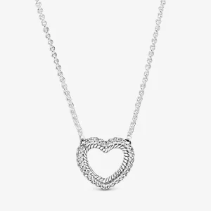 (bild till) Pandora Halsband Pavé Ormkedjemönster Öppet Hjärta - 399110C01