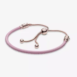 (bild till) Pandora Läderarmband Rosa Läder 14 Karat Roséguld - 589002C01