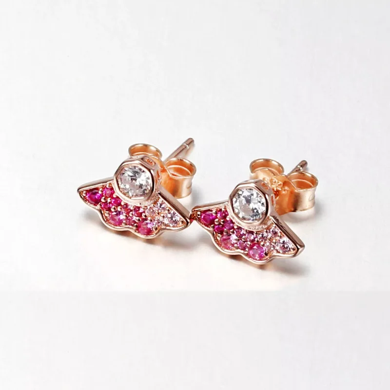(bild till) Pandora Stiftörhängen Rosa Fläkt 14 Karat Roséguld - 288194C01 - View 2