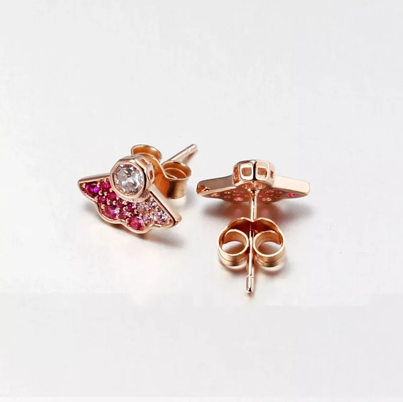 (bild till) Pandora Stiftörhängen Rosa Fläkt 14 Karat Roséguld - 288194C01 - View 3