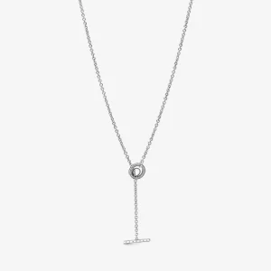 Pavé Cirkel Logo T-Stav Hjärta Halsband (bild till) Pavé Cirkel Logo T-Stav Hjärta Halsband