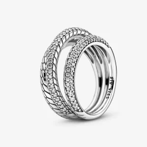 (bild till) Trippel Pavé Ormkedjemönster Ring - 199083C01