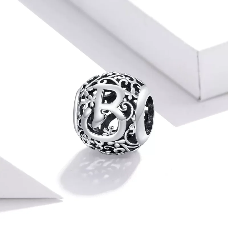 (bild till) Pandora Stil Berlock Openwork Flower Letter B - Scc1444-B - View 2