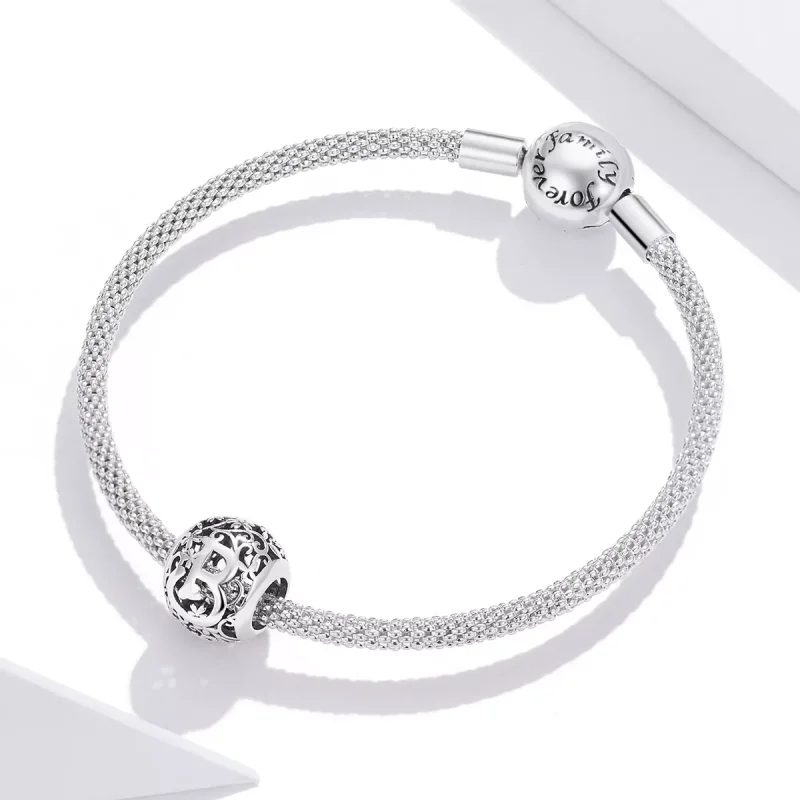 (bild till) Pandora Stil Berlock Openwork Flower Letter B - Scc1444-B - View 3